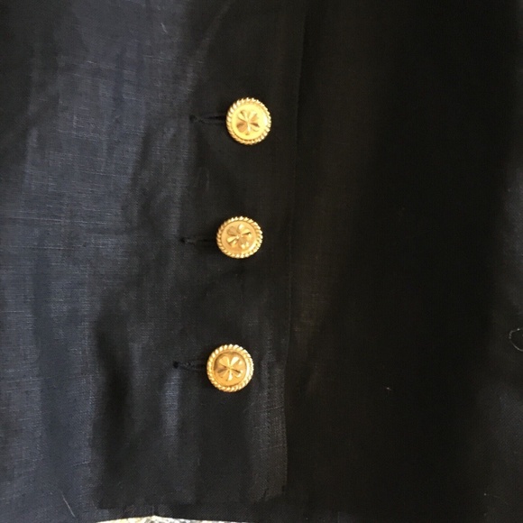 Genuine Vintage CHANEL Black Linen Gold Buttons Skirt 36 FR - Picture 3 of 5